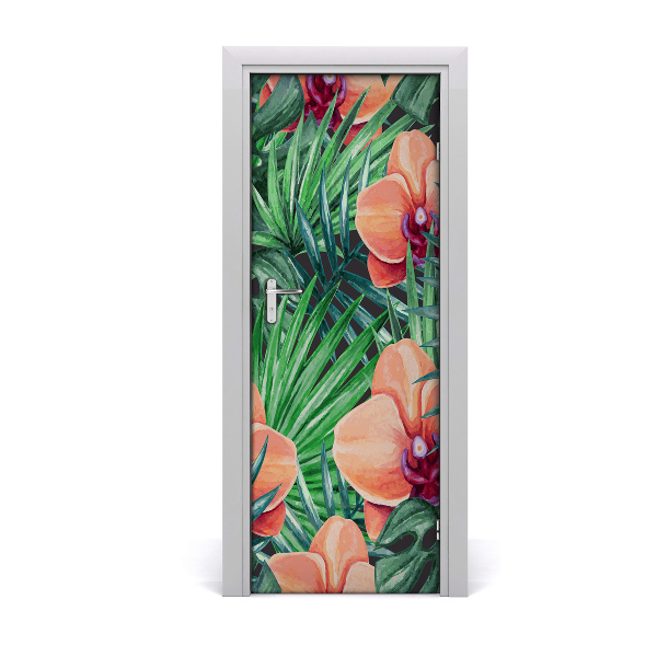 Autocollant De Porte Orchid Es Et Palmiers Tulup Fr