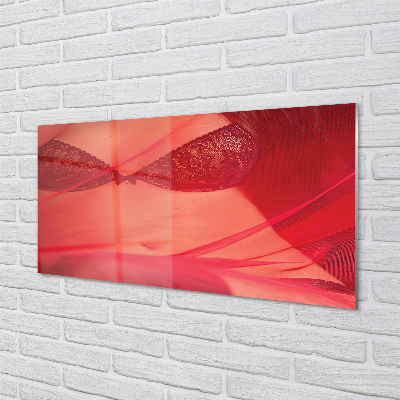 Tableaux sur verre acrylique Femme en tulle rouge