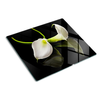 Planche à découper en verre Lys sur fond noir