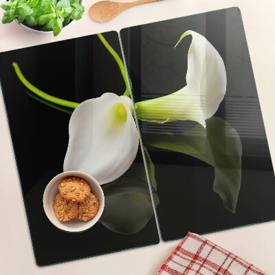 Planche à découper en verre Lys sur fond noir