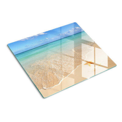 Planche à découper verre Plage avec coquillages et vagues