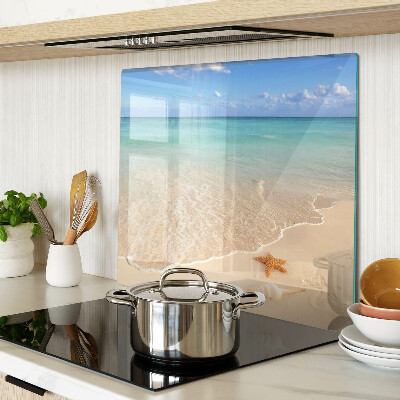 Planche à découper verre Plage avec coquillages et vagues