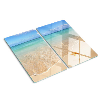 Planche à découper verre Plage avec coquillages et vagues