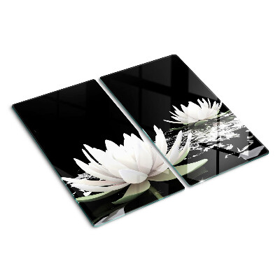 Planche à découper en verre Nénuphars sur fond noir