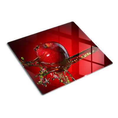 Planche à découper verre Pomme rouge avec de l'eau