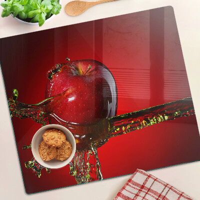 Planche à découper verre Pomme rouge avec de l'eau