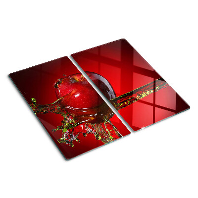 Planche à découper verre Pomme rouge avec de l'eau