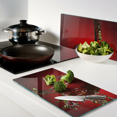 Planche à découper verre Pomme rouge avec de l'eau