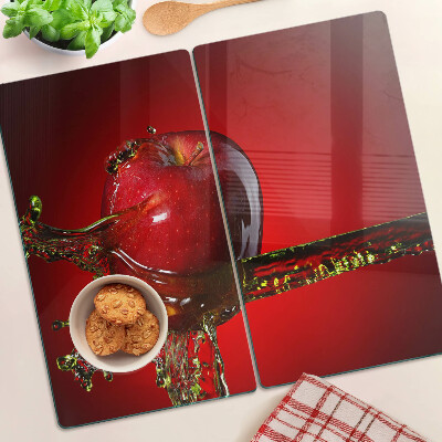 Planche à découper verre Pomme rouge avec de l'eau