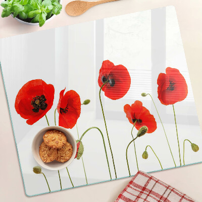 Planche à découper verre Motif de fleur de pavot