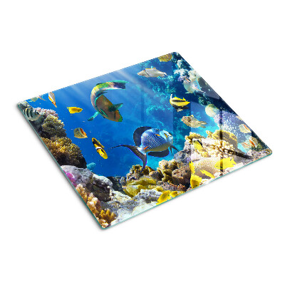 Planche à découper verre Le monde sous-marin du récif corallien