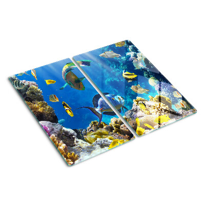 Planche à découper verre Le monde sous-marin du récif corallien