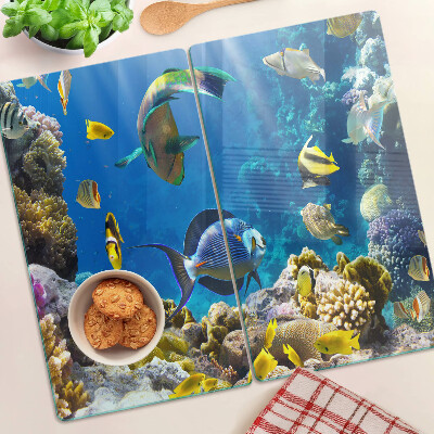Planche à découper verre Le monde sous-marin du récif corallien