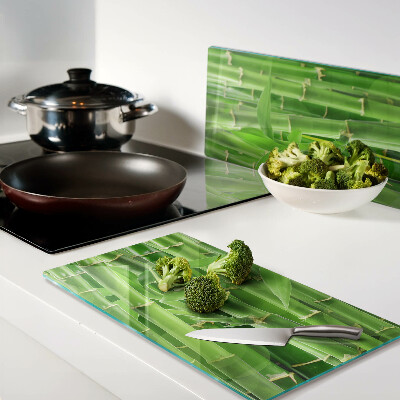 Planche à découper verre Feuilles et tiges de bambou