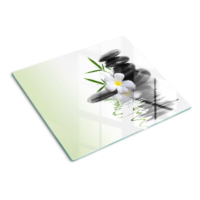 Planche à découper verre Fleurs et pierres sur l'eau