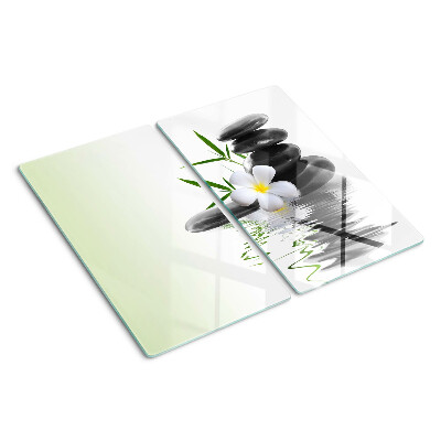 Planche à découper verre Fleurs et pierres sur l'eau