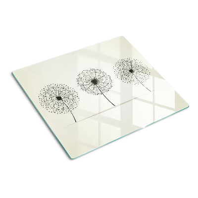 Planche à découper verre Pissenlits sur fond blanc