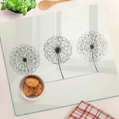Planche à découper verre Pissenlits sur fond blanc