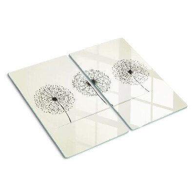 Planche à découper verre Pissenlits sur fond blanc