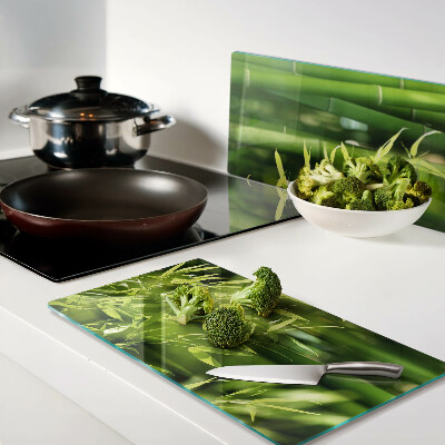 Planche à découper verre Feuilles de bambou et feuillage vert