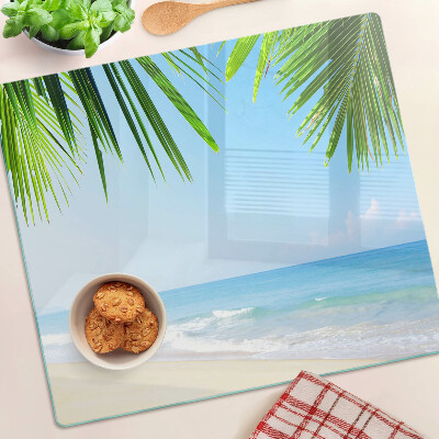 Planche à découper verre Plage tropicale avec palmiers