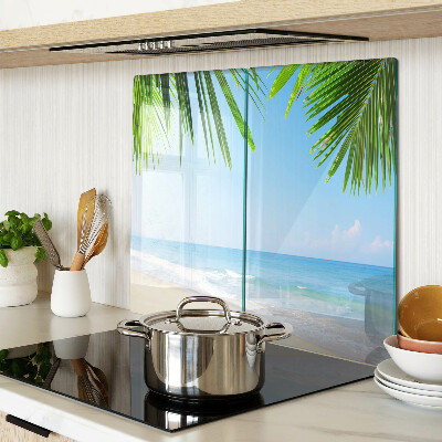 Planche à découper verre Plage tropicale avec palmiers