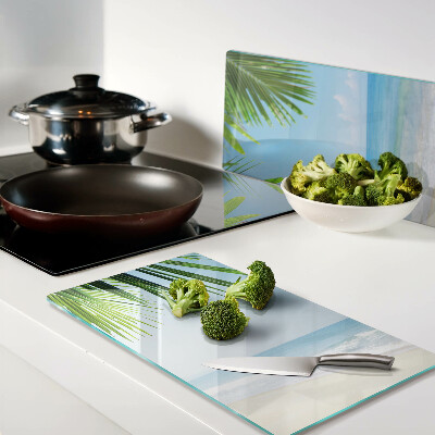 Planche à découper verre Plage tropicale avec palmiers
