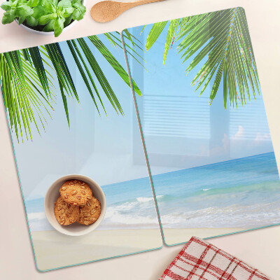Planche à découper verre Plage tropicale avec palmiers