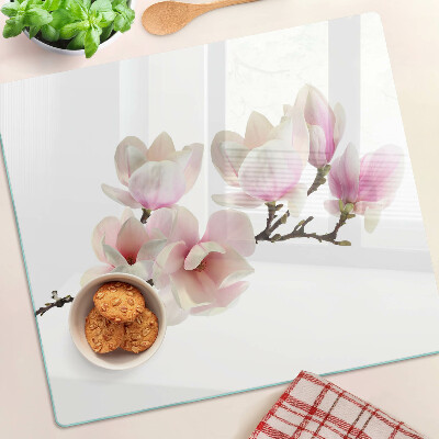 Planche à découper verre Fleurs de magnolia sur une branche