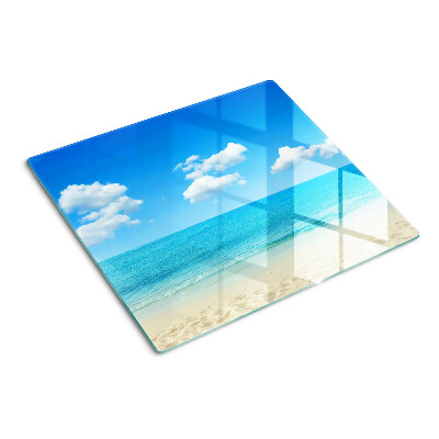 Planche à découper en verre Plage avec ciel bleu