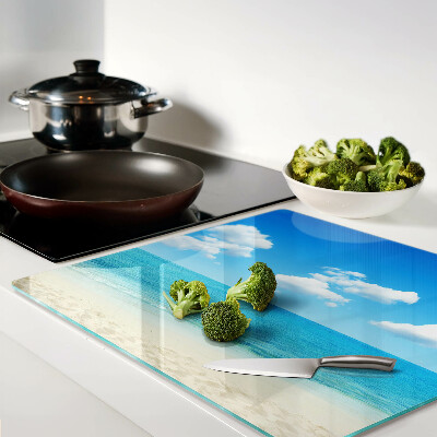 Planche à découper en verre Plage avec ciel bleu