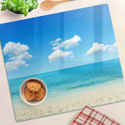 Planche à découper en verre Plage avec ciel bleu