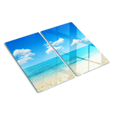 Planche à découper en verre Plage avec ciel bleu