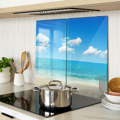 Planche à découper en verre Plage avec ciel bleu