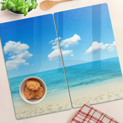 Planche à découper en verre Plage avec ciel bleu
