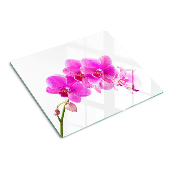 Planche à découper en verre Orchidées aux tons roses