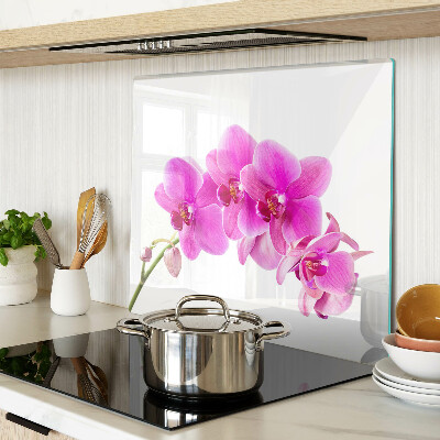 Planche à découper en verre Orchidées aux tons roses