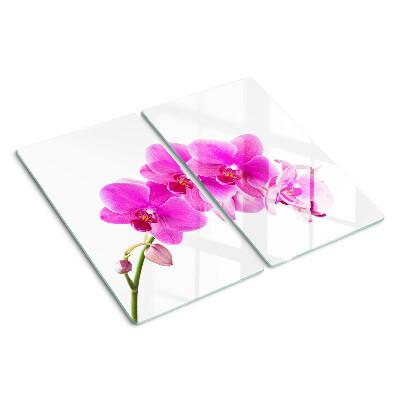 Planche à découper en verre Orchidées aux tons roses