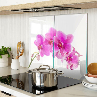 Planche à découper en verre Orchidées aux tons roses