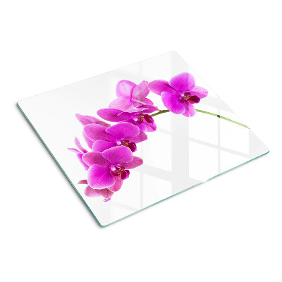 Planche à découper en verre Fleurs d'orchidées dans des tons de rose