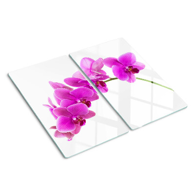 Planche à découper en verre Fleurs d'orchidées dans des tons de rose