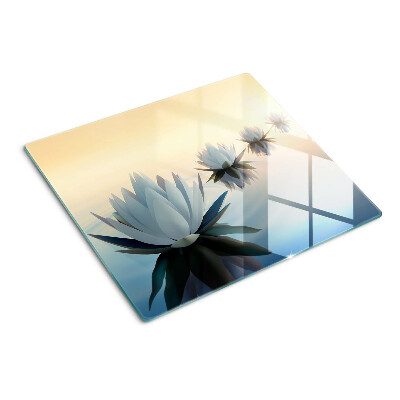 Planche à découper en verre Fleurs aquatiques aux tons pastel