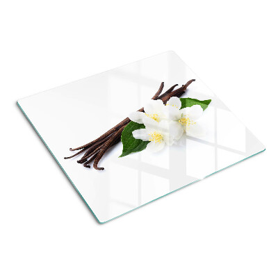 Planche à découper verre Fleurs et gousses de vanille