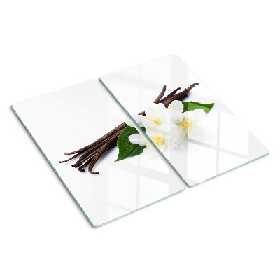 Planche à découper verre Fleurs et gousses de vanille