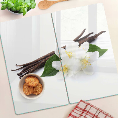 Planche à découper verre Fleurs et gousses de vanille