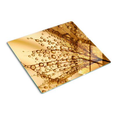 Planche à découper en verre Gouttes d'eau sur une plante