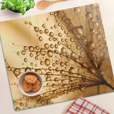 Planche à découper en verre Gouttes d'eau sur une plante