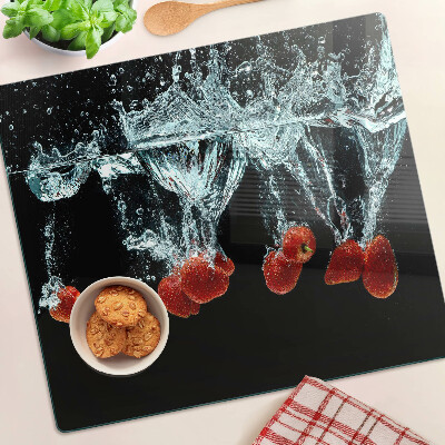 Planche à découper verre Fraises à l'eau