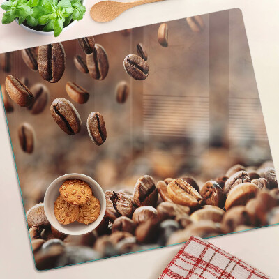 Planche à découper en verre Grains de café en mouvement
