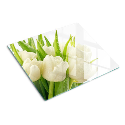 Planche à découper en verre Tulipes dans des gouttes d'eau